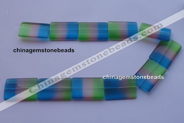 CCT45 15 inches 25*35mm flat rectangle mix color cats eye beads