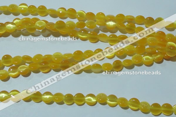 CCT455 15 inches 6mm flat round cats eye beads wholesale