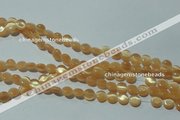 CCT456 15 inches 6mm flat round cats eye beads wholesale