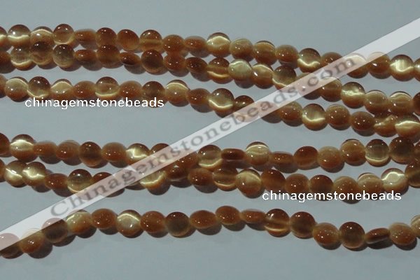 CCT457 15 inches 6mm flat round cats eye beads wholesale