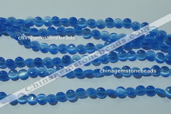 CCT464 15 inches 6mm flat round cats eye beads wholesale