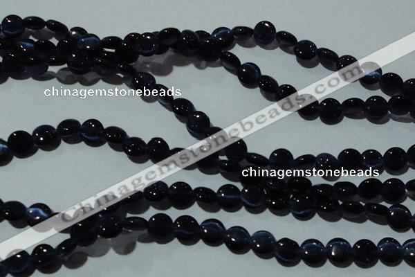 CCT468 15 inches 6mm flat round cats eye beads wholesale