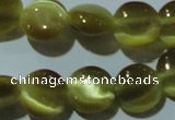 CCT483 15 inches 8mm flat round cats eye beads wholesale