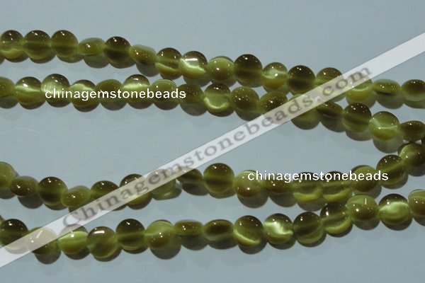 CCT483 15 inches 8mm flat round cats eye beads wholesale