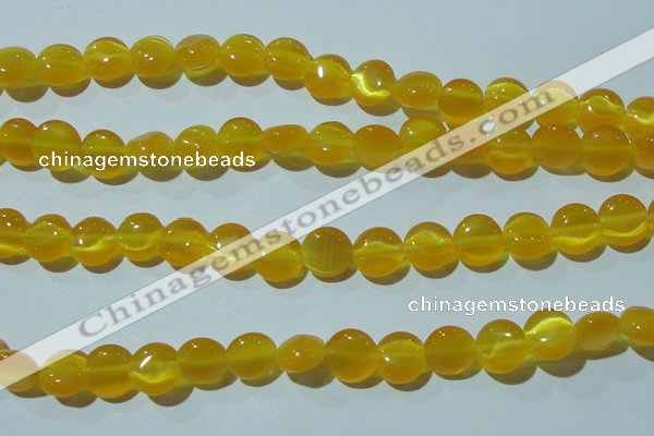 CCT484 15 inches 8mm flat round cats eye beads wholesale