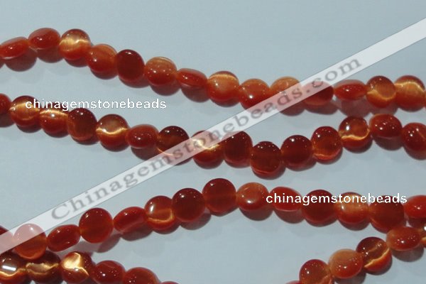 CCT487 15 inches 8mm flat round cats eye beads wholesale