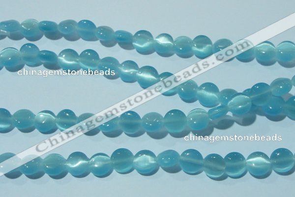 CCT492 15 inches 8mm flat round cats eye beads wholesale