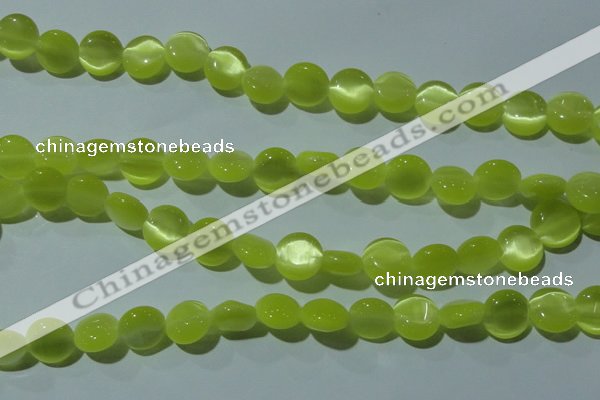 CCT494 15 inches 8mm flat round cats eye beads wholesale