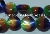 CCT499 15 inches 8mm flat round cats eye beads wholesale