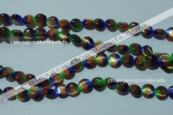 CCT499 15 inches 8mm flat round cats eye beads wholesale