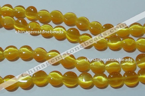 CCT515 15 inches 10mm flat round cats eye beads wholesale