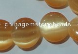 CCT516 15 inches 10mm flat round cats eye beads wholesale