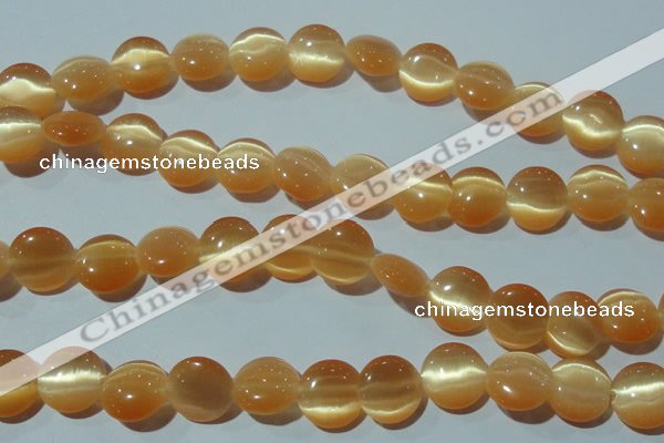 CCT516 15 inches 10mm flat round cats eye beads wholesale