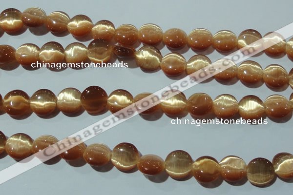 CCT517 15 inches 10mm flat round cats eye beads wholesale