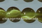 CCT518 15 inches 10mm flat round cats eye beads wholesale