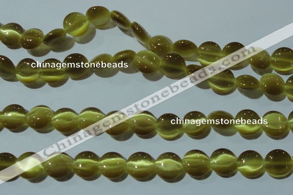 CCT518 15 inches 10mm flat round cats eye beads wholesale