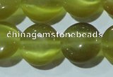 CCT519 15 inches 10mm flat round cats eye beads wholesale