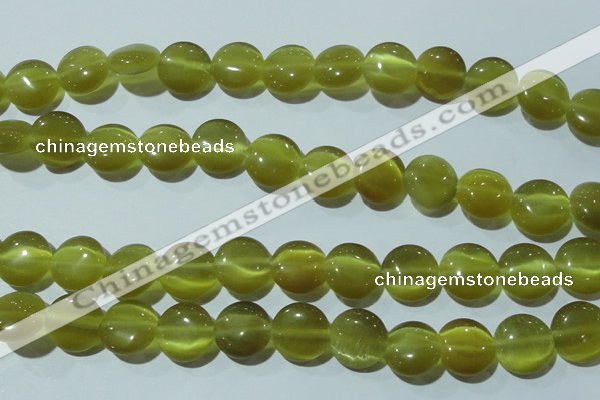 CCT519 15 inches 10mm flat round cats eye beads wholesale