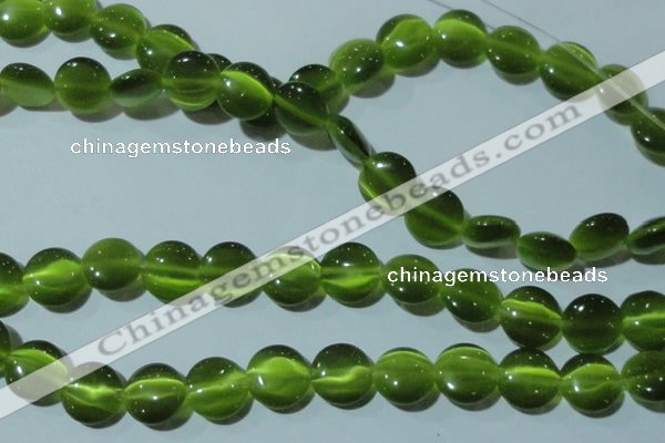 CCT522 15 inches 10mm flat round cats eye beads wholesale