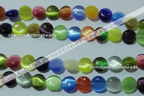 CCT526 15 inches 10mm flat round cats eye beads wholesale