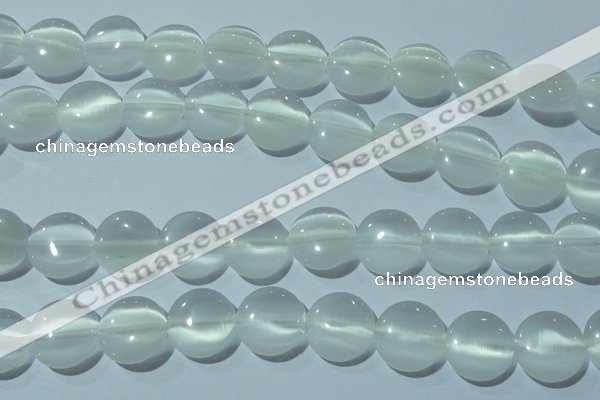 CCT540 15 inches 12mm flat round cats eye beads wholesale