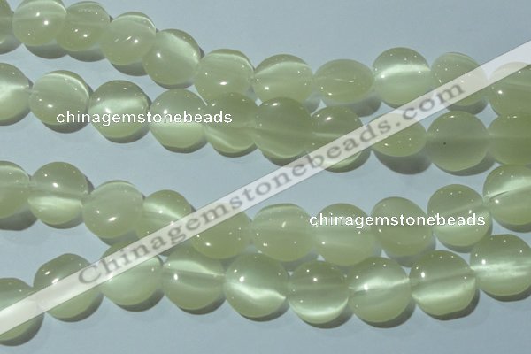 CCT541 15 inches 12mm flat round cats eye beads wholesale