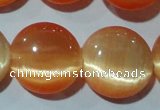 CCT543 15 inches 12mm flat round cats eye beads wholesale