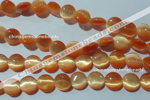 CCT543 15 inches 12mm flat round cats eye beads wholesale