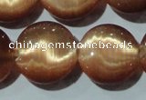 CCT544 15 inches 12mm flat round cats eye beads wholesale