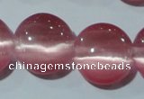 CCT545 15 inches 12mm flat round cats eye beads wholesale