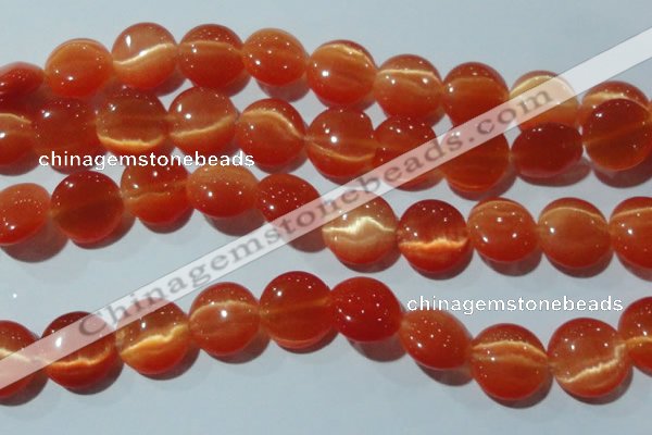 CCT546 15 inches 12mm flat round cats eye beads wholesale