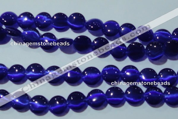 CCT551 15 inches 12mm flat round cats eye beads wholesale