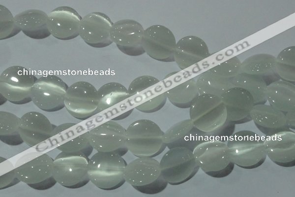 CCT570 15 inches 14mm flat round cats eye beads wholesale