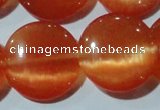 CCT572 15 inches 14mm flat round cats eye beads wholesale