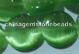 CCT575 15 inches 14mm flat round cats eye beads wholesale