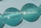 CCT577 15 inches 14mm flat round cats eye beads wholesale