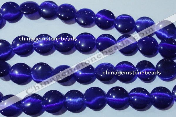 CCT580 15 inches 14mm flat round cats eye beads wholesale