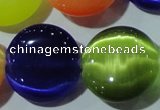 CCT581 15 inches 14mm flat round cats eye beads wholesale