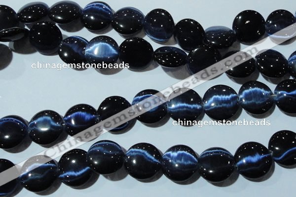 CCT582 15 inches 14mm flat round cats eye beads wholesale