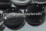 CCT583 15 inches 14mm flat round cats eye beads wholesale