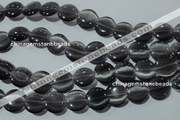 CCT583 15 inches 14mm flat round cats eye beads wholesale