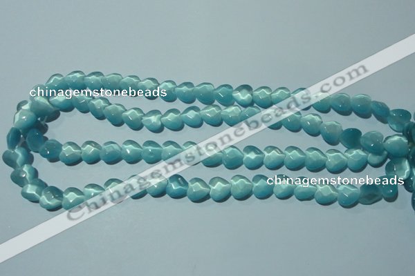 CCT963 15 inches 10*10mm faceted heart cats eye beads wholesale