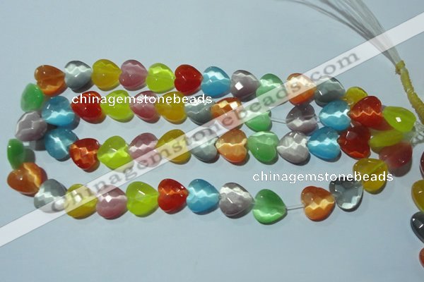 CCT980 15 inches 14*14mm faceted heart cats eye beads wholesale