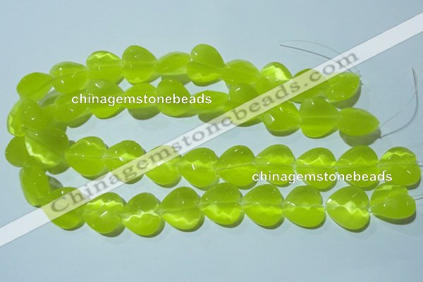 CCT990 15 inches 18*18mm faceted heart cats eye beads wholesale