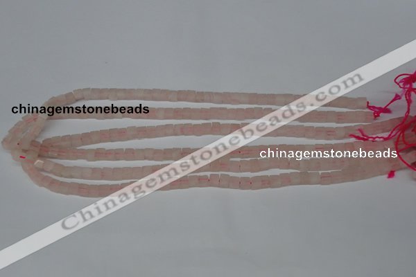 CCU02 15.5 inches 4*4mm cube rose quartz beads wholesale