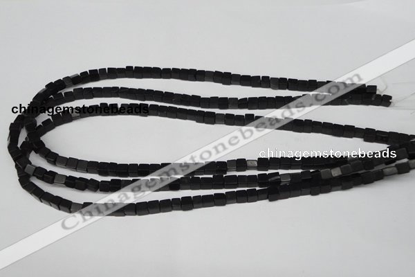 CCU09 15.5 inches 4*4mm cube black agate beads wholesale