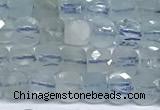 CCU1003 15 inches 4mm faceted cube aquamarine beads