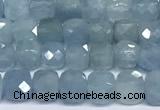 CCU1004 15 inches 4mm faceted cube aquamarine beads