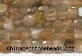 CCU1011 15 inches 4mm faceted cube sunstone beads