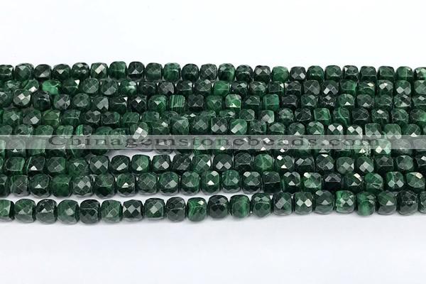 CCU1016 15 inches 4mm faceted cube malachite beads